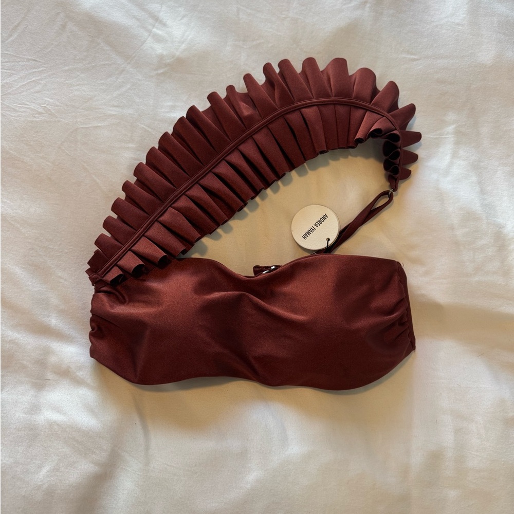 Andrea Iyamah Liva Bandeau One-Shoulder Ruffle Bikini Top Size Small NWT - Picture 6 of 10